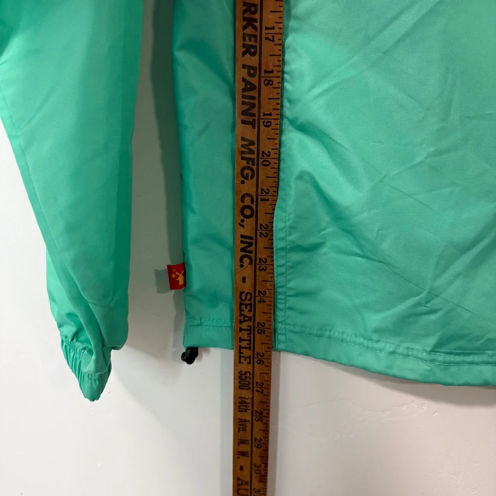 Dutch Bros‎ Unisex Windbreaker Jacket Medium Green Excellent Half Zip Hooded